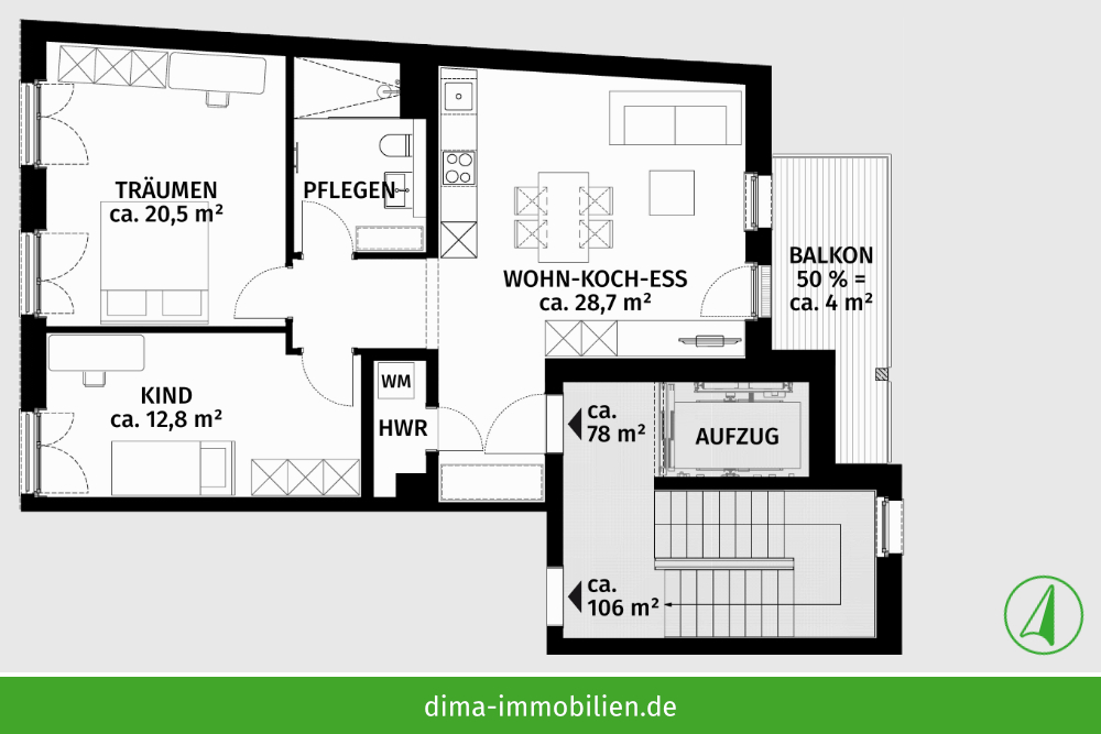 3-Raum-Wohnung