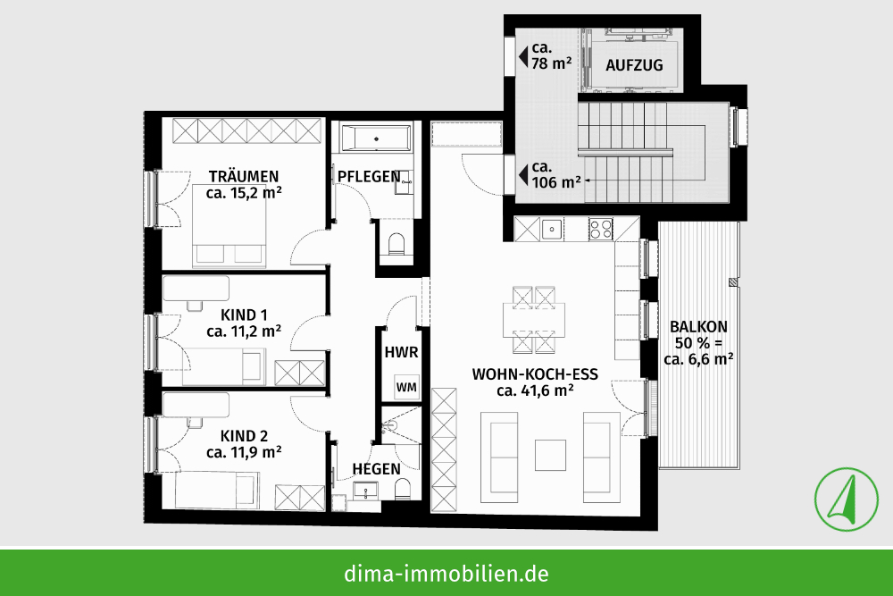 4-Raum-Wohnung